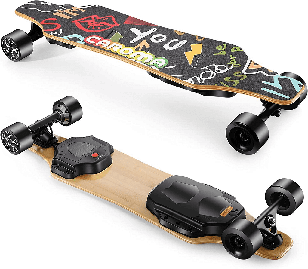 Caroma Electric Skateboards with Remote, 900W Hub-Motor Electric Longboard for Adults Teens, 28MPH Top Speed, 16 Miles/22 Miles Max Range